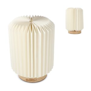 Coollux faltbare Papier LED-Lampe Aurora auf Holzsockel, 22cm