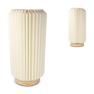 Coollux faltbare Papier-LED-Lampe Aurora Tall auf Holzsockel, 32cm