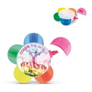 Textmarker Blume mit 5 Farben