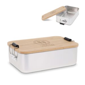 Lunchbox aus Aluminium mit Bambusdeckel