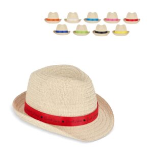 Pflanzlicher Strohhut mit farbigem Band
