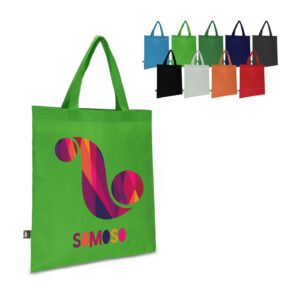 R-PET Tragetasche aus Non Woven mit kurzen Griffen 38 x 42cm 75g/m2