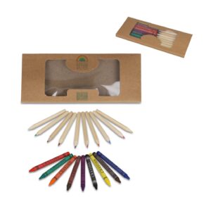 Malstifte und Buntstifte in Kraftbox