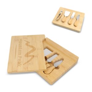4er-Set für Käse und Wein aus Bambus
