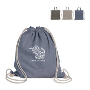 Tasche/Beutel mit Kordelzug aus recycelter Baumwolle 38x42cm