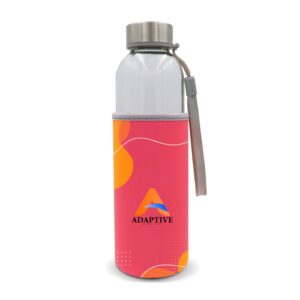 Trinkflasche aus Glas mit individuell bedruckter Neoprenhülle 500ml