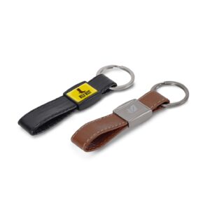 Schlüsselring Metall, echtes Leder